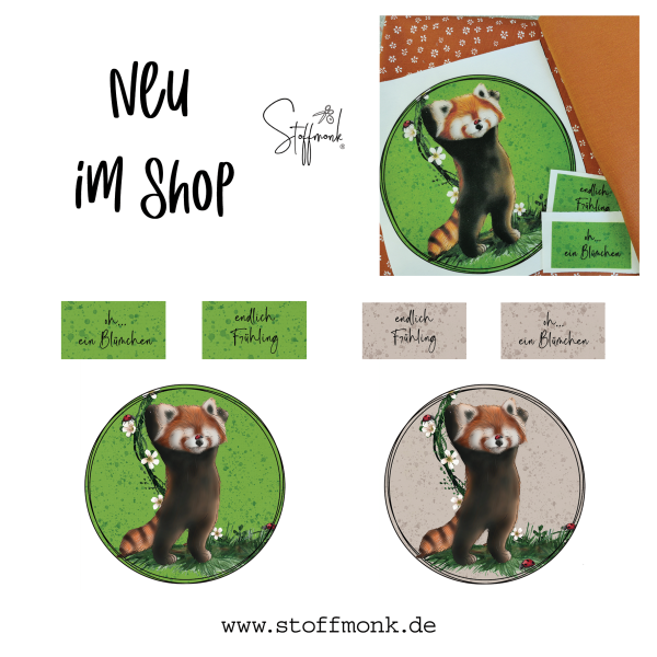 Patch / Aufnäher  - "Roter Panda" grün